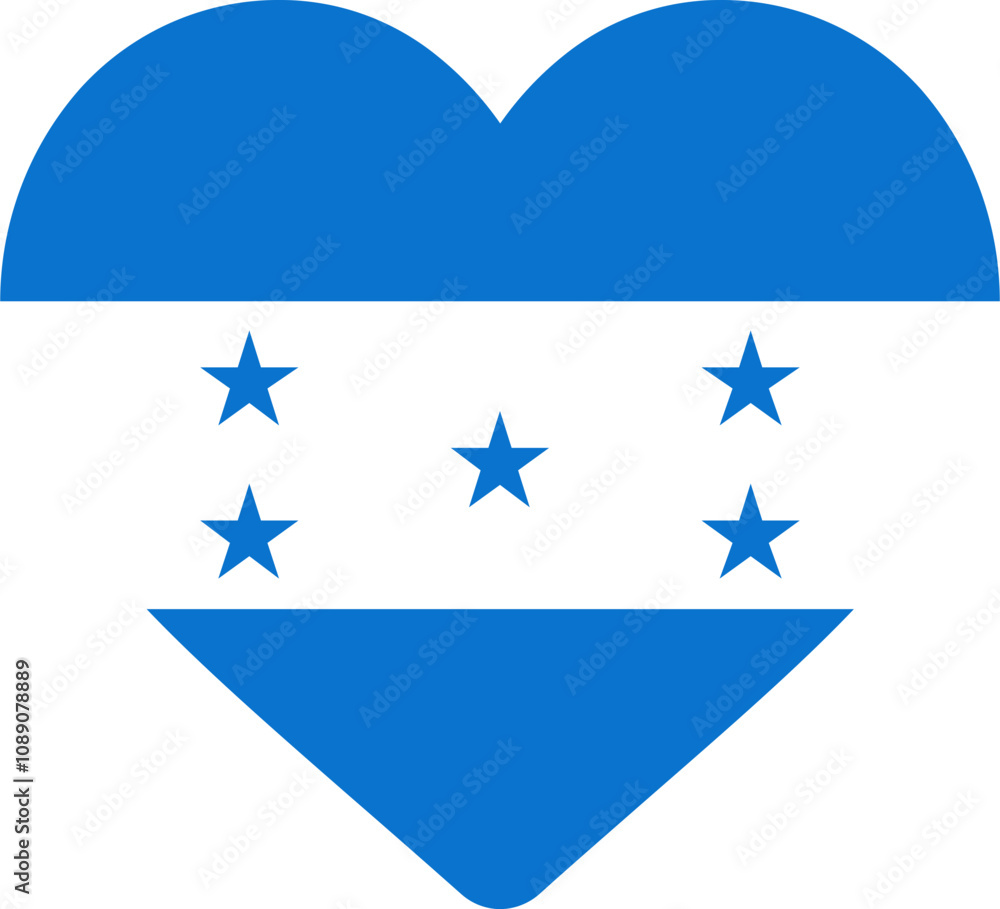 Heart Icon on Honduras Flag Heart Icon on Honduras Flag