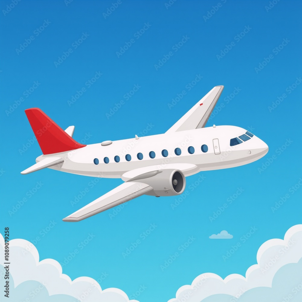 A whimsical cartoon illustration featuring an airplane icon A whimsical cartoon illustration featuring an airplane icon