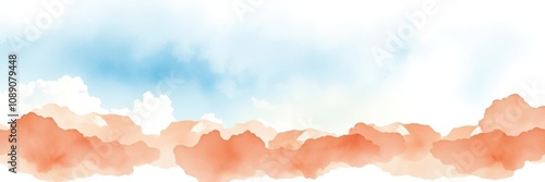 Abstract watercolor landscape with clouds, ethereal colors, cloud formations, dreamlike quality photo