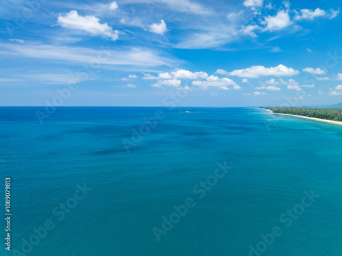 Beautiful sea surface in summer season seascape background ,Nature sea beach background,High angle view waves seascape nature view