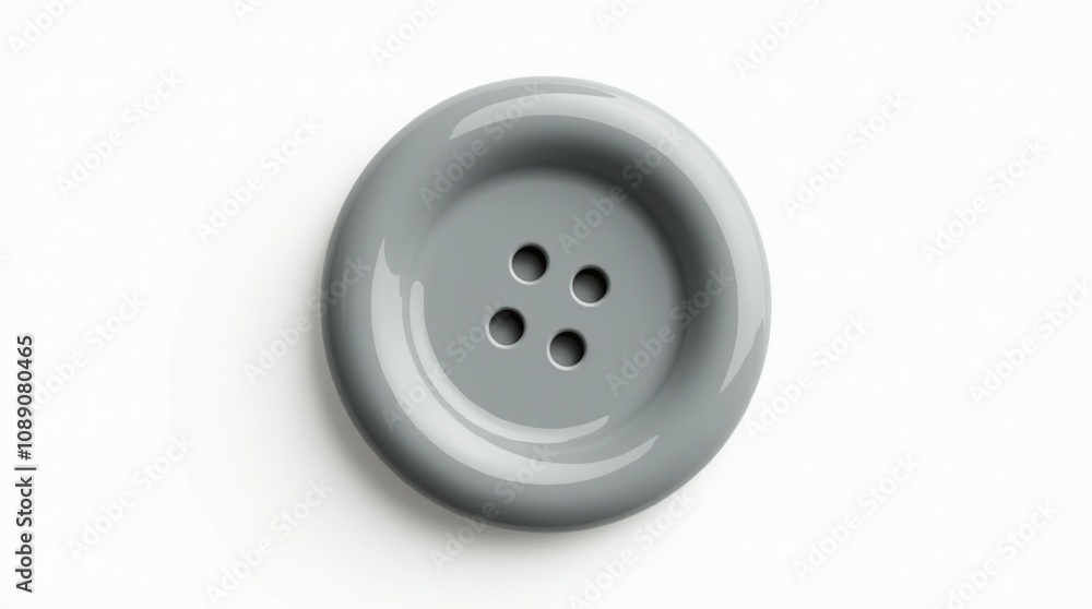 Realistic Gray Plastic Sewing Button Isolated on White Background Realistic Gray Plastic Sewing Button Isolated on White Background