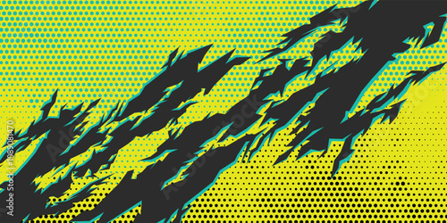 Abstract car decal wrap background design, grunge halftone splash striking motorsport racing stripes, sporty modern speedy sticker vinyl livery vector illustration claw tear
