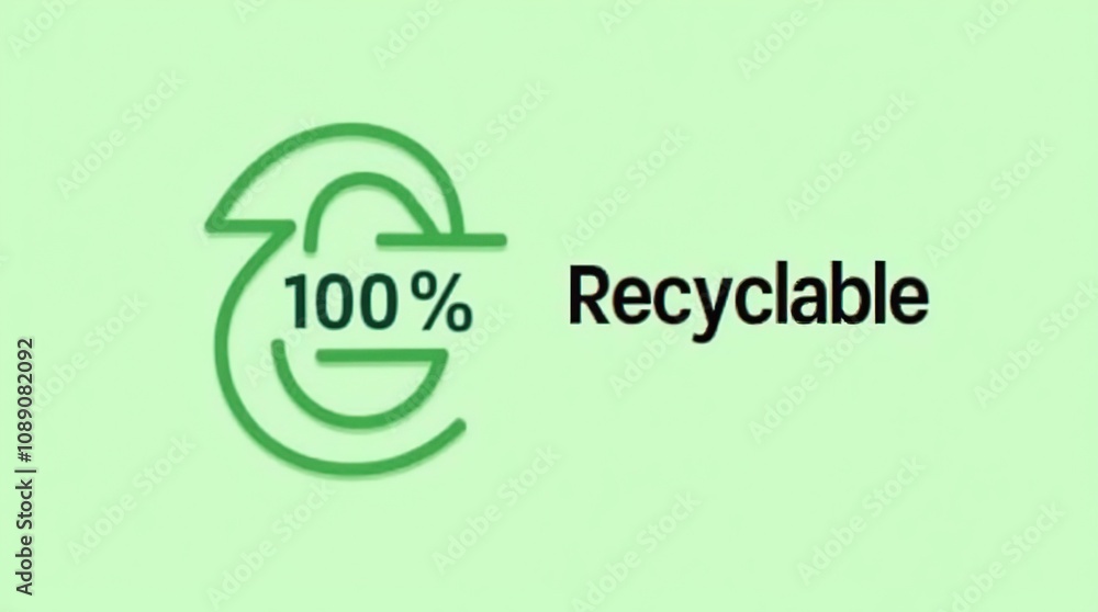 Eco-Friendly 100 Percent Recyclable Symbol on Green Background Eco-Friendly 100 Percent Recyclable Symbol on Green Background