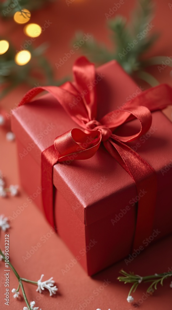 Elegant Red Gift Box With Ribbon for Celebrations and Holidays Elegant Red Gift Box With Ribbon for Celebrations and Holidays