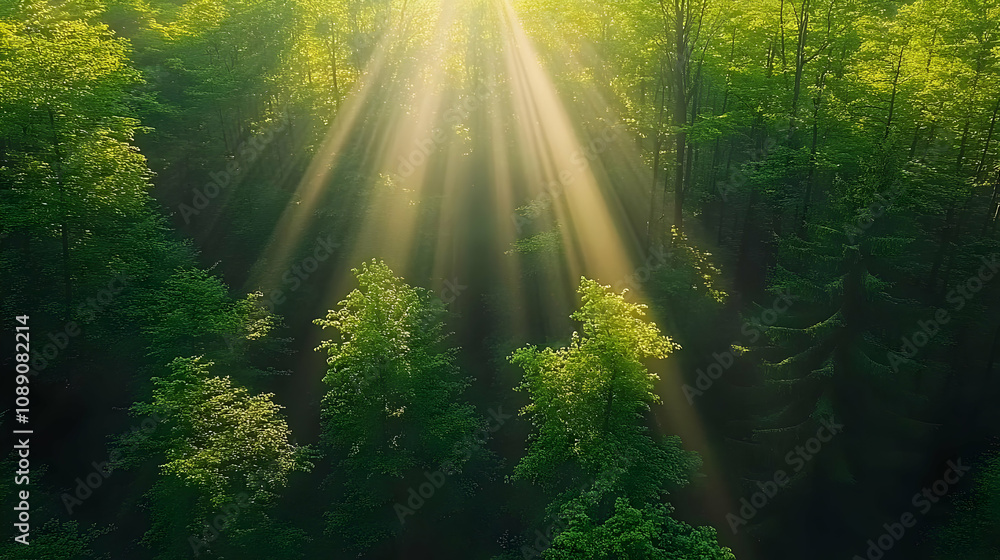 Obraz premium Forest Sunbeams Illustration