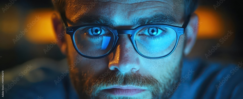 cybersecurity analyst focused on analyzing ai threats in a dark tech office illuminated by blue lighting showcasing a serious and innovative approach to data security cybersecurity analyst focused on analyzing ai threats in a dark tech office illuminated by blue lighting showcasing a serious and innovative approach to data security