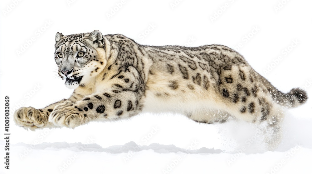 Obraz premium Snow Leopard in Motion