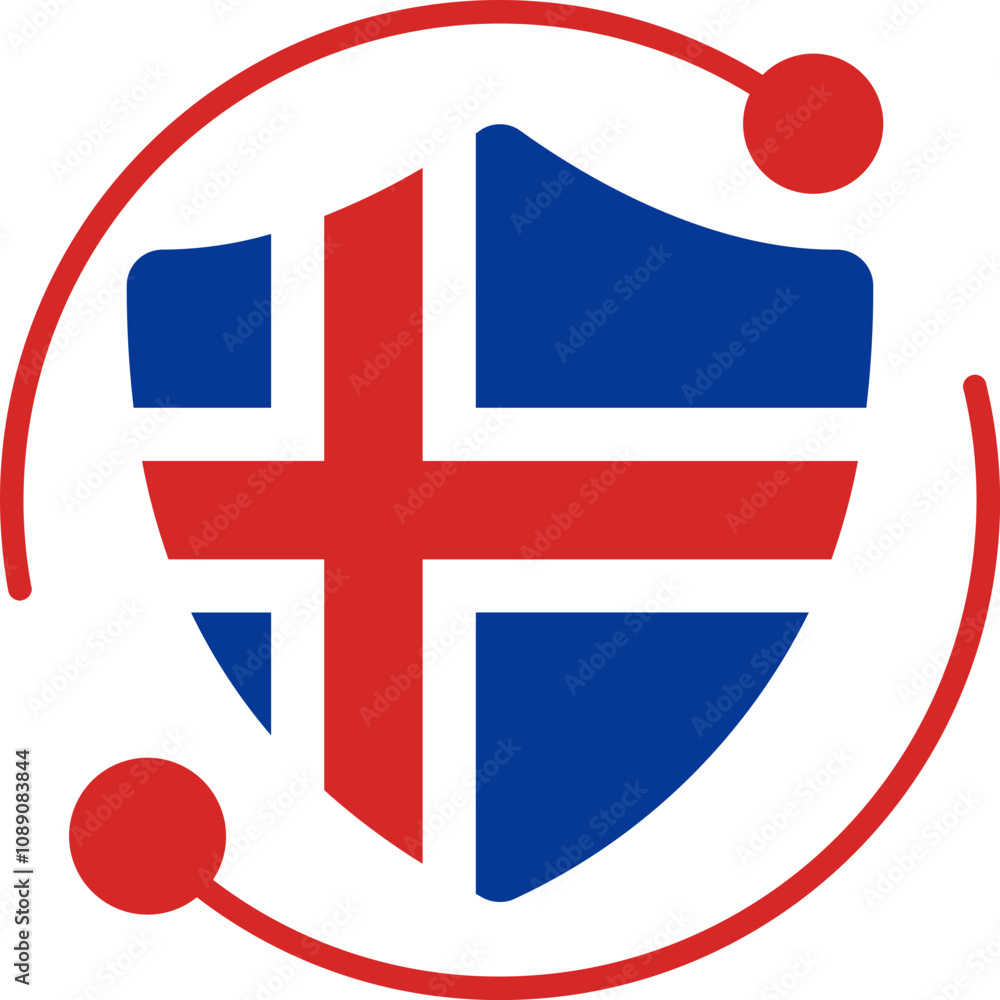Obraz premium Security Icon in Iceland Flag
