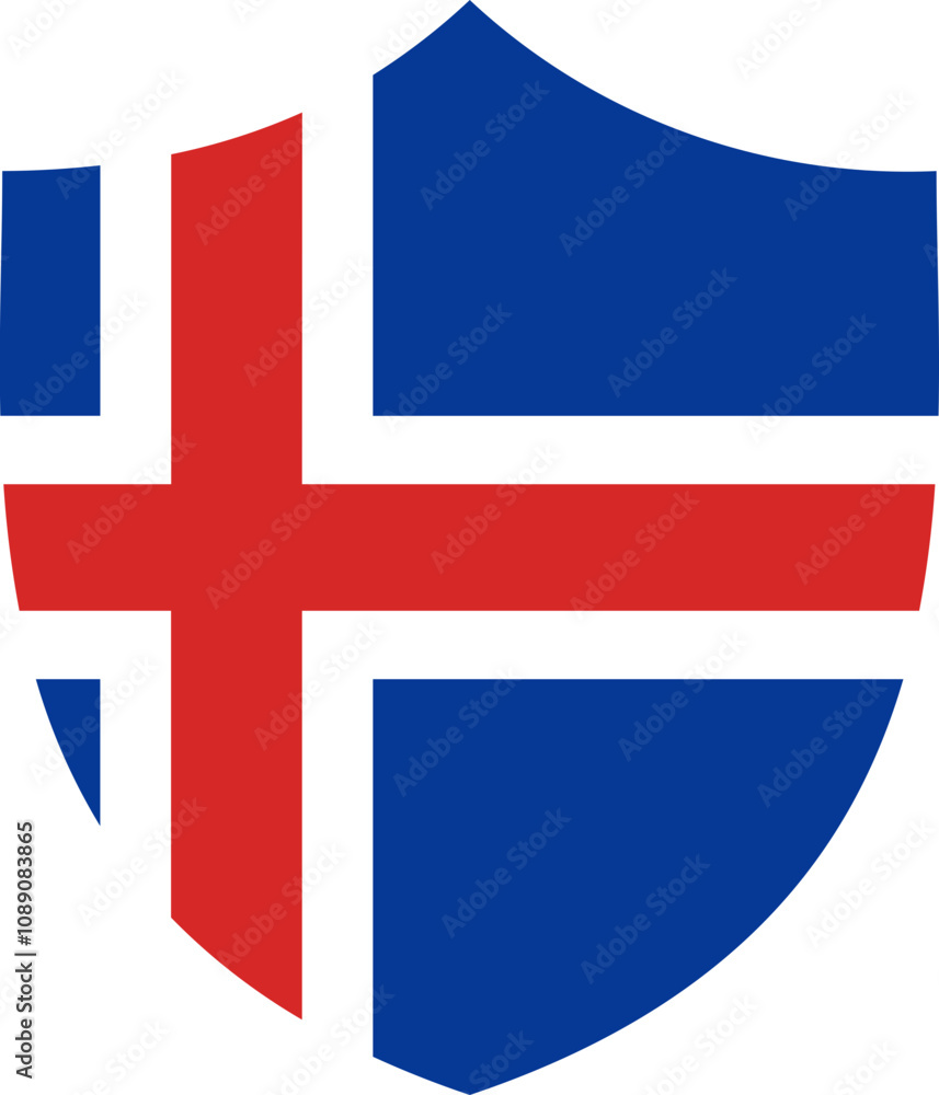 Naklejka premium Shield Icon of Iceland Flag