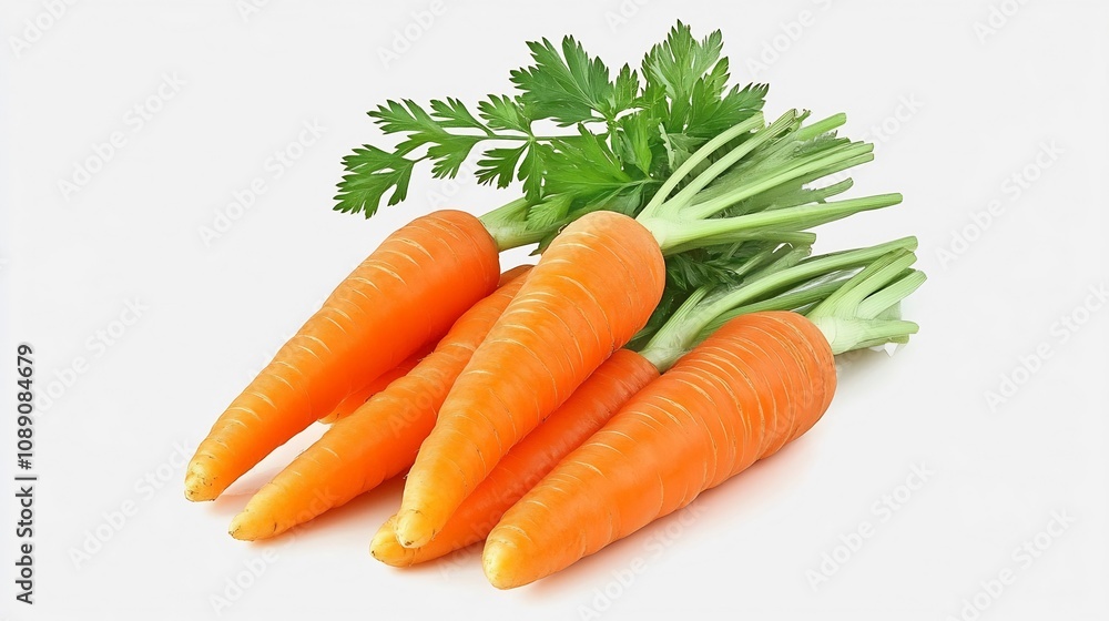 Vibrant Carrots with Fresh Green Leaves on Light Background Vibrant Carrots with Fresh Green Leaves on Light Background