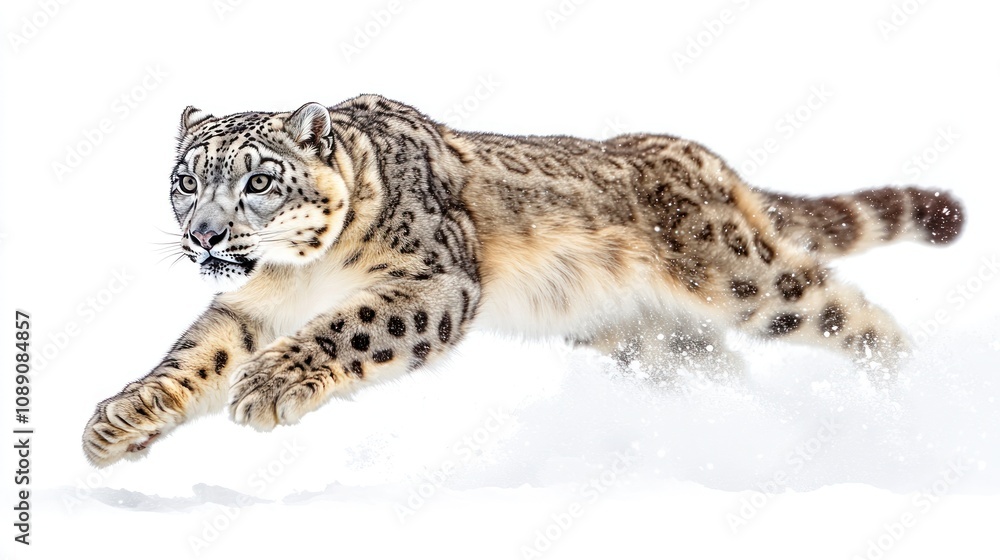 Snow Leopard Pouncing through the Snow Snow Leopard Pouncing through the Snow