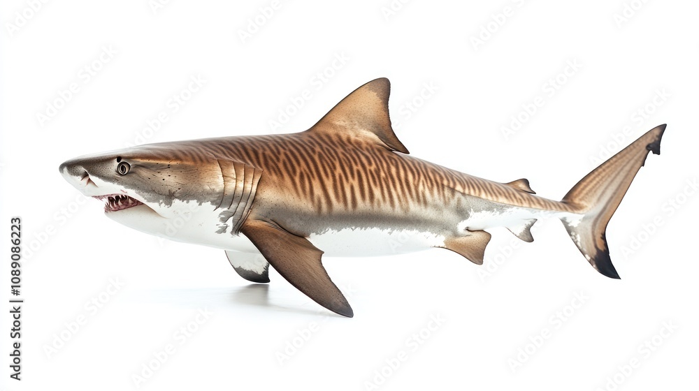 Obraz premium Tiger Shark Isolated on White Background