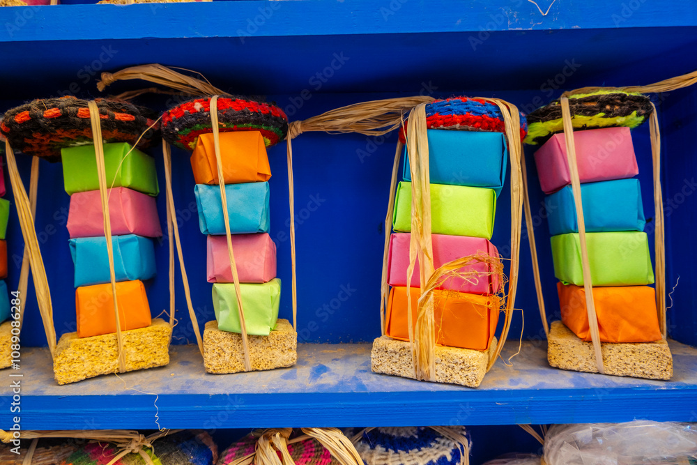 Colorful Handmade Soaps from Chefchaouen, Morocco in North Africa