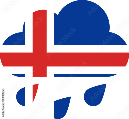 Iceland flag on Rain Drops Icon