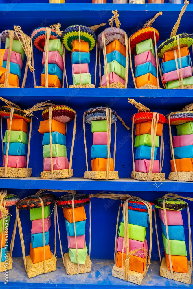 Colorful Handmade Soaps from Chefchaouen, Morocco in North Africa