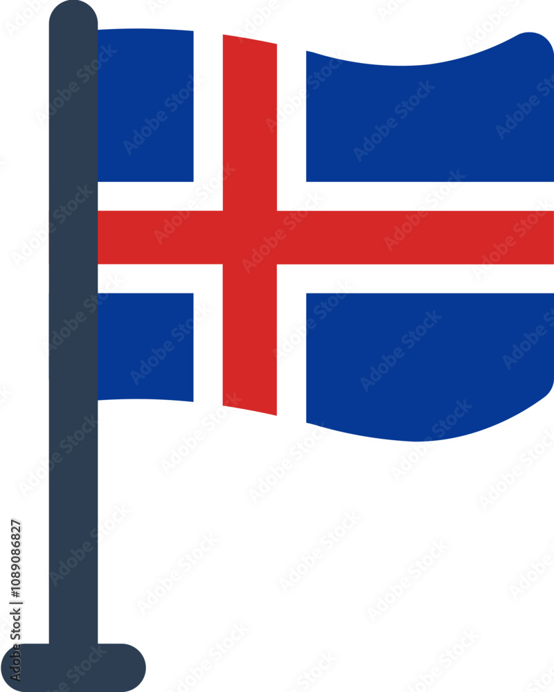 Obraz premium Iceland Flag Rounded