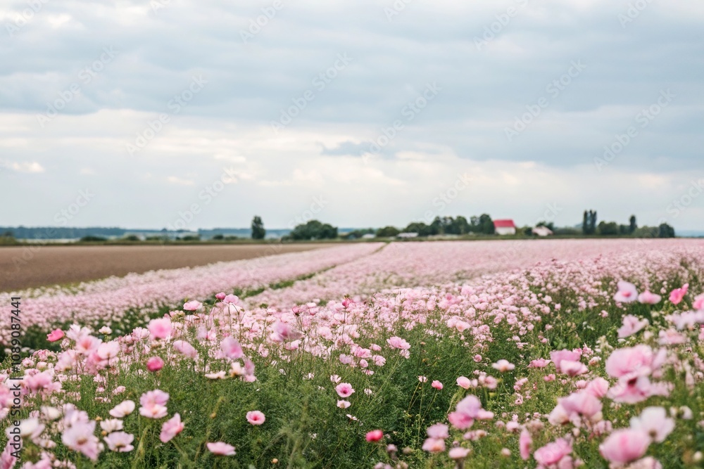 Pastel Pink Flower Field with Gentle Blooms, hibiscus, blooming flowers Pastel Pink Flower Field with Gentle Blooms, hibiscus, blooming flowers