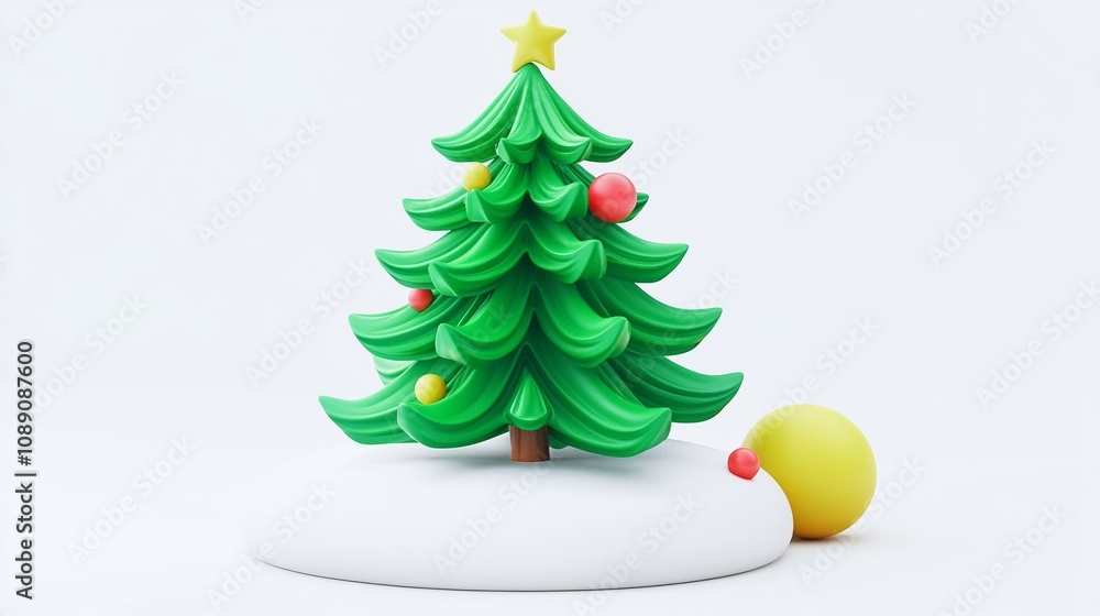 Fototapeta premium Mini Evergreen Tree Place Card Holder 3D Render on Transparent Background
