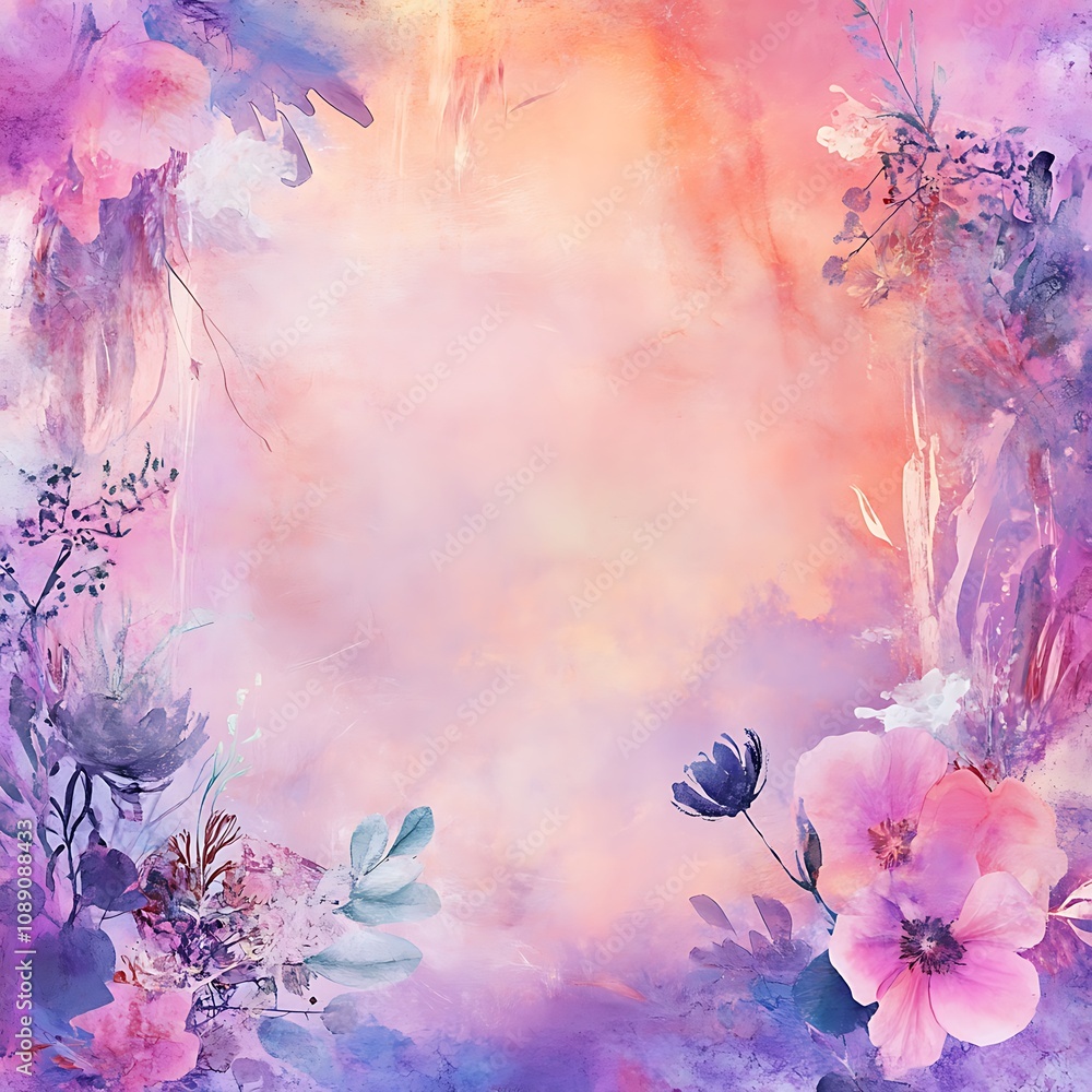 Obraz premium Watercolor Painting of Pastel Flowers and Abstract Background