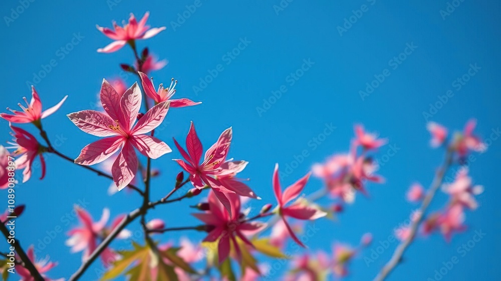 Boxelder Maple Tree Flower Bloom on Blue Sky Background Closeup, nature scenery, deciduous trees, blossom Boxelder Maple Tree Flower Bloom on Blue Sky Background Closeup, nature scenery, deciduous trees, blossom