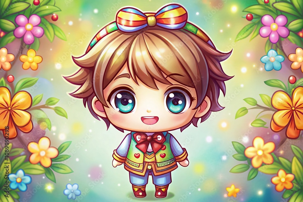 Adorable Chibi Boy Character in Kawaii Style - Fun and Colorful Sticker Collection for Kids, Featuring Playful Expressions and Cute Accessories Adorable Chibi Boy Character in Kawaii Style - Fun and Colorful Sticker Collection for Kids, Featuring Playful Expressions and Cute Accessories