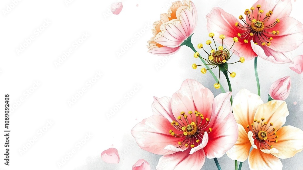 Delicate watercolor flowers with intricate golden details, artistic expressions, gold accents Delicate watercolor flowers with intricate golden details, artistic expressions, gold accents
