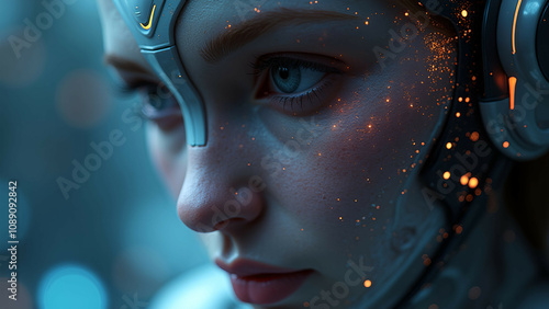 Futuristic face, 3d render advanced