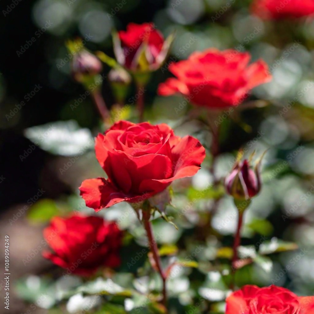 Close-up shot of a red roses with soft light illuminating its petals, with the light and shadows in sharp focus and the background softly blurred, highlighting the rose's dramatic beauty Close-up shot of a red roses with soft light illuminating its petals, with the light and shadows in sharp focus and the background softly blurred, highlighting the rose's dramatic beauty