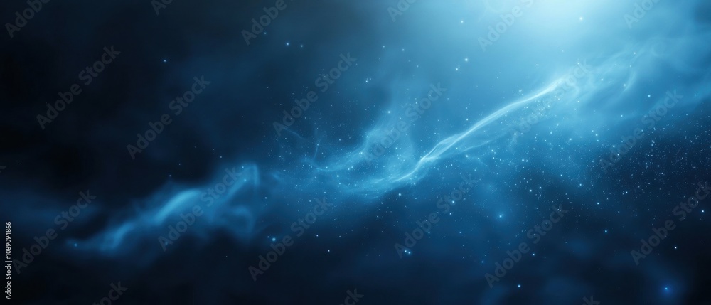 Fototapeta premium A blue space with a long, wavy line and lots of stars