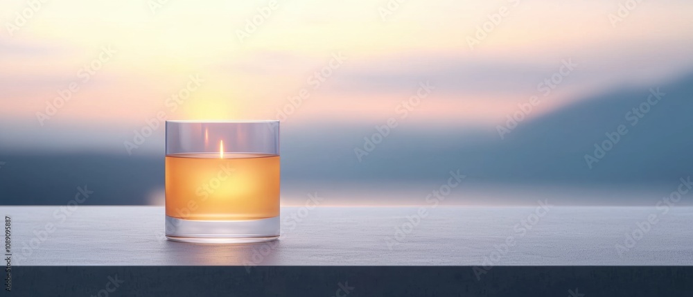 A glass of alcohol is sitting on a table with a view of the ocean A glass of alcohol is sitting on a table with a view of the ocean