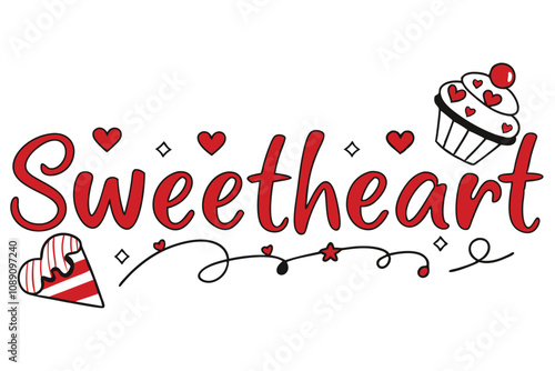 typography with sweetheart in bold valentine