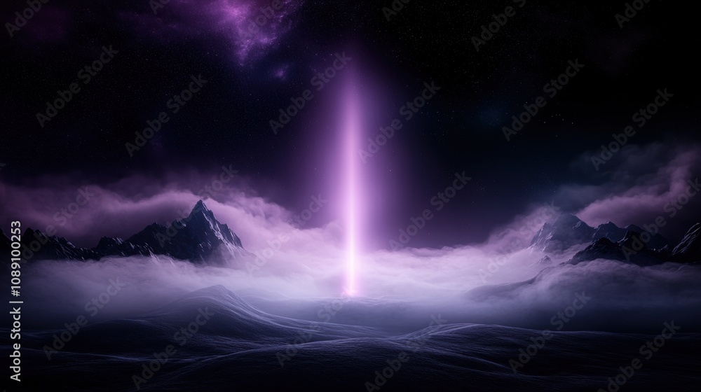 A purple mountain range is in the background of a dark sky A purple mountain range is in the background of a dark sky