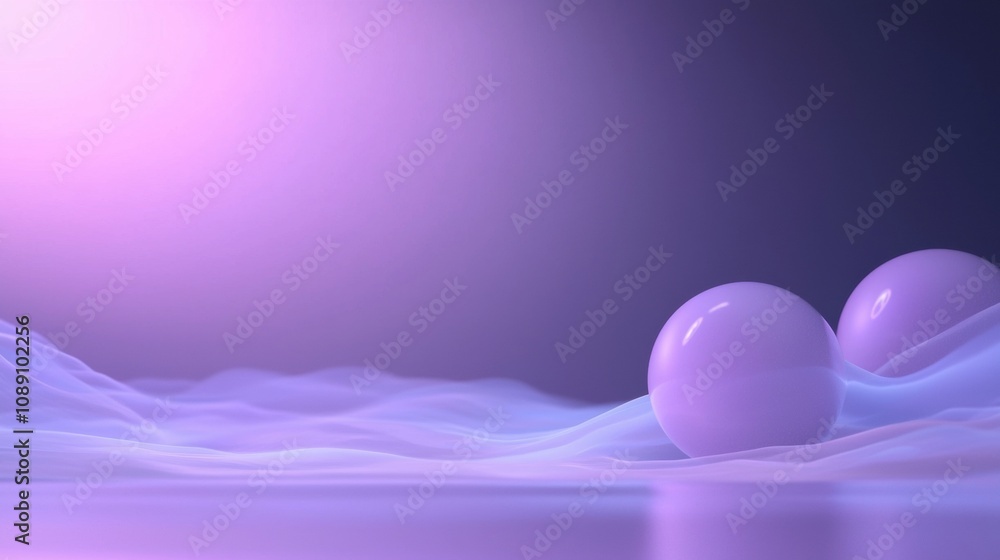 Obraz premium A purple background with two spheres on it