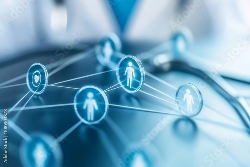 This is an abstract visual representation of an interconnected network of allied health services