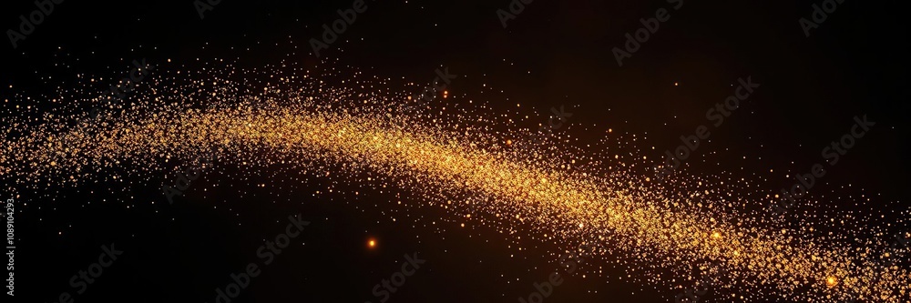 Fototapeta premium Glowing stardust particles create a shimmering trail in the atmosphere, cosmic dust, sparkling lights, shimmering aura