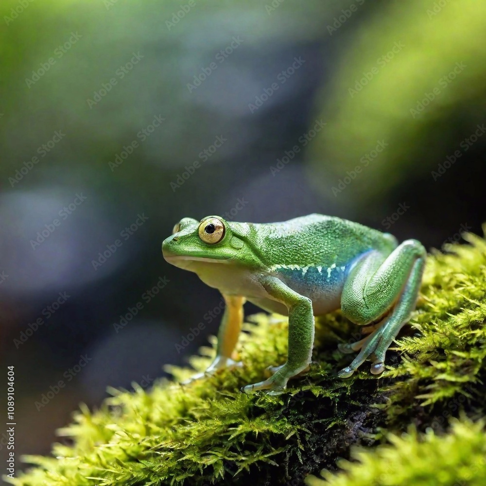 Naklejka premium Glass Frog in a Waterfall Mist 