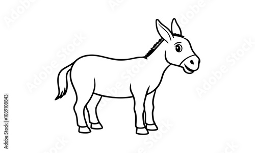 Download Cartoon Donkey Is Standing In A Clearing. Vector . This Design Concept Isolated Premium Vector. 