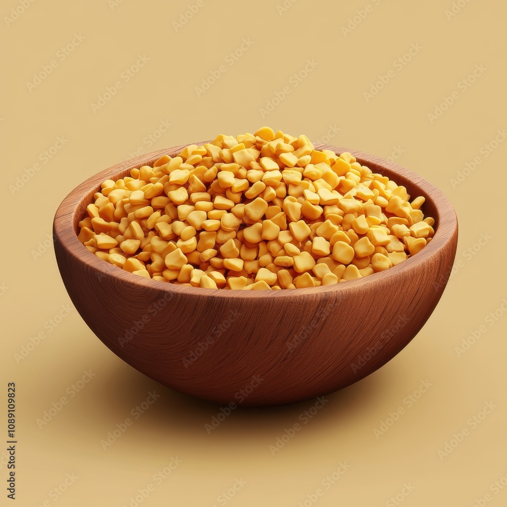 Wooden Bowl Filled with Delicious Yellow Corn Kernels Wooden Bowl Filled with Delicious Yellow Corn Kernels