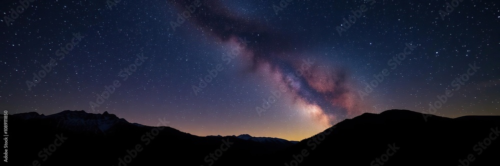 Under a vibrant star-filled sky the Ukrainian Carpathian Mountains stand as rugged silhouettes against the dark of night, galaxy, hill Under a vibrant star-filled sky the Ukrainian Carpathian Mountains stand as rugged silhouettes against the dark of night, galaxy, hill