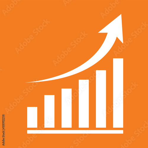 Graph chart bar vector in yellow background 