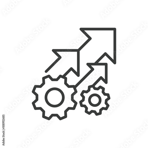 Efficiency increase, icon in line design. Efficiency, increase, productivity, performance, optimization, growth, improvement on white background vector. Efficiency increase editable stroke icon photo