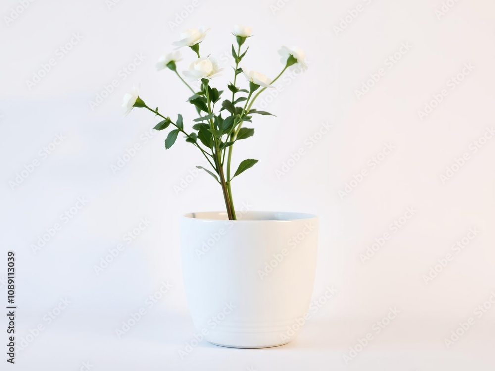 A Simple yet Charming White Flower Planter, charming plant arrangement, indoor plants, planters A Simple yet Charming White Flower Planter, charming plant arrangement, indoor plants, planters