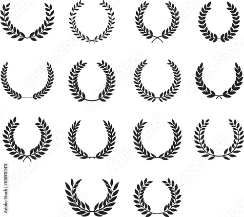 Set of laurel wreath icon logo