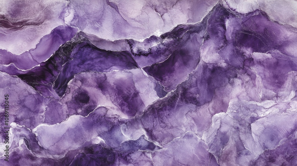 Fototapeta premium Vibrant amethyst watercolor texture featuring intricate layers and swirls, ideal for artistic backgrounds and creative design projects.