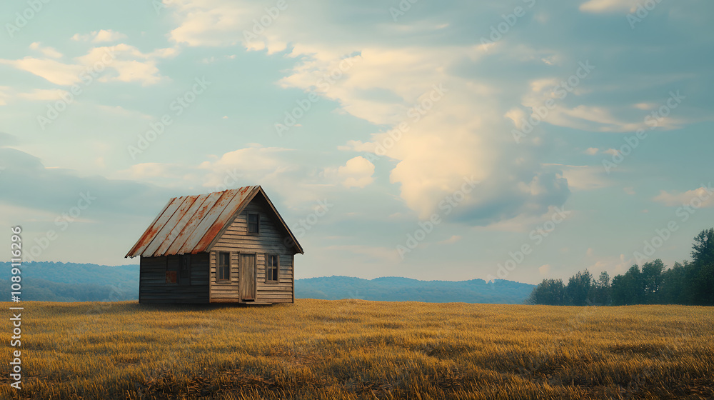 Rustic Cabin in a Golden Field Rustic Cabin in a Golden Field