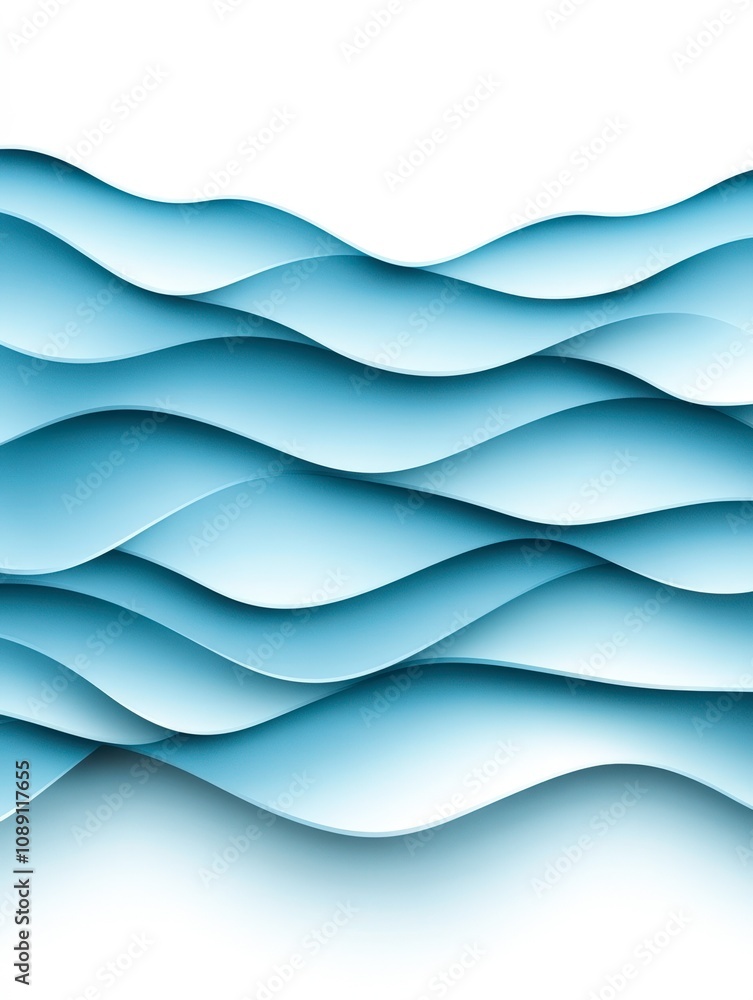 Obraz premium Soft blue waves create a calming and modern backdrop, perfect for web design, presentations, or print media highlighting themes of tranquility and fluidity, This graphic can enhance various projects,