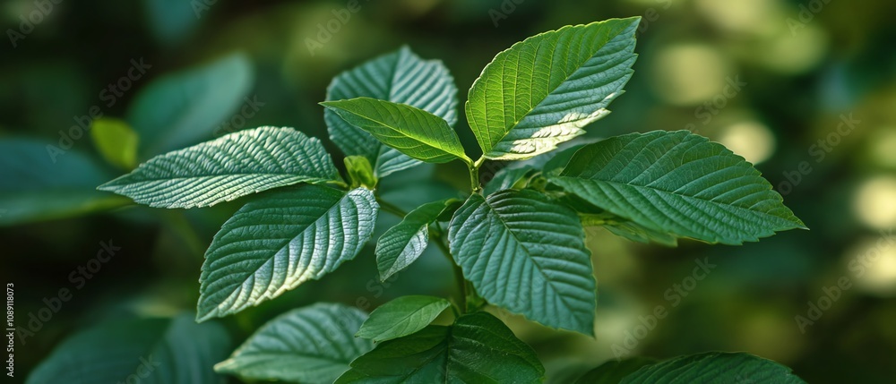 Vibrant green leaves in closeup, blurred background, representing nature and ecofriendly values, fresh natural foliage, sustainable living concept Vibrant green leaves in closeup, blurred background, representing nature and ecofriendly values, fresh natural foliage, sustainable living concept