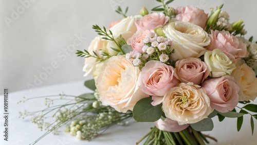 Soft petals of delicate flowers softly unfold in a gentle bouquet, blooms, colorful, serene, soft focus, pastel
