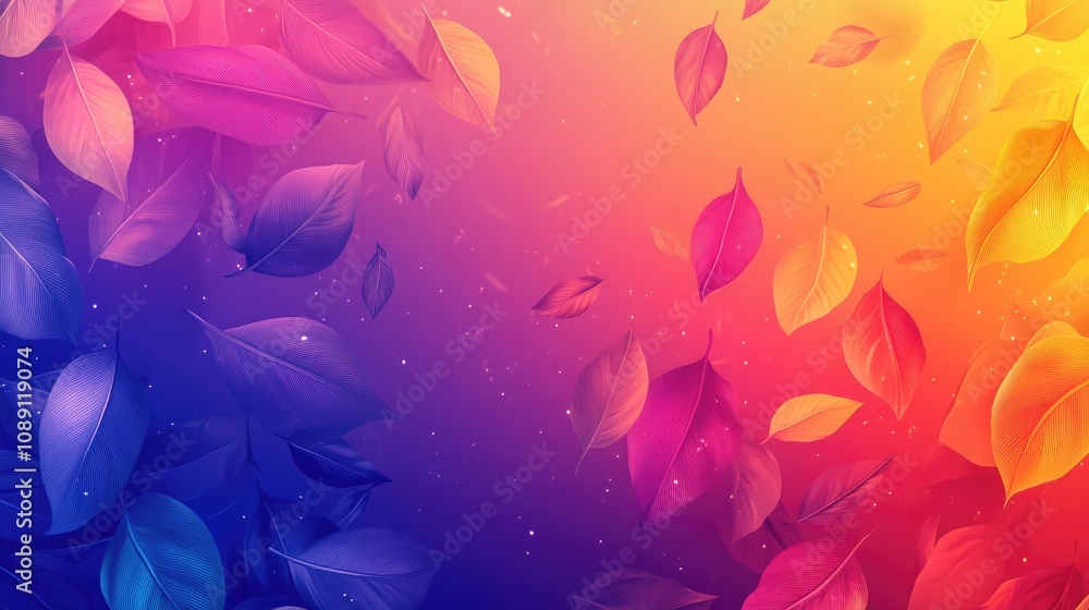 Vibrant autumn gradient background with colorful falling leaves blending shades of purple, pink, and orange, ideal for educational and business designs. Vibrant autumn gradient background with colorful falling leaves blending shades of purple, pink, and orange, ideal for educational and business designs.