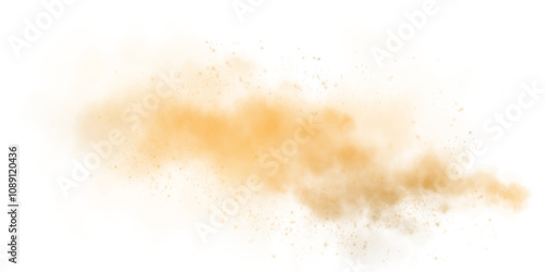 Sandy-smoke clouds with dust and fine particles. PNG Dune, sand storm, clusters of powder. Realistic vector illustration of desert storm - flying saw dust with small dirt particles under the influence